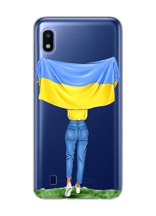 Прозорий чохол на samsung galaxy a10 (2019) a105 :: дівчина з прапором (принт 263)