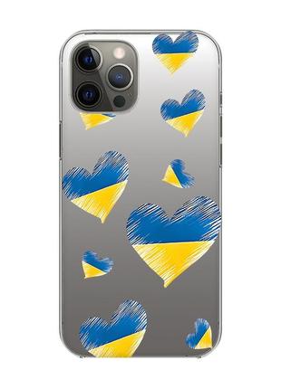 Прозрачный чехол на iphone 12 pro max :: сердечка. украина (принт 258)