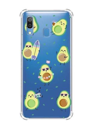 Чехол с утолщёнными углами на samsung galaxy a30(2019)/a20(2019) :: авокадо на отдыхе (принт 302)