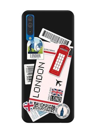 Матовый чехол с черными боками на samsung galaxy a50 (2019) a505 :: путешествия. лондон (принт 326)