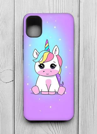 Матовый чехол с черными боками на samsung galaxy a04e/a042 :: единорог (принт 103)