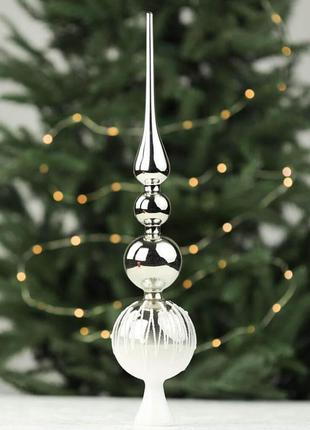 Скляна новорічна верхівка на ялинку "рабрі", 45 см, декор на новий рік, ялинкова прикраса2 фото
