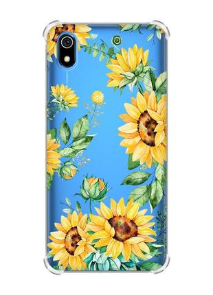 Чохол з потовщеними кутами для xiaomi redmi 7a :: соняхи (принт 288)