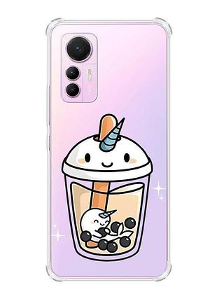 Чехол с утолщенными углами на xiaomi 12 lite :: коктейль единорог (принт 96)