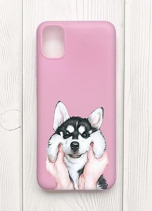 Матовый чехол с розовыми боками на samsung galaxy a04e/a042 :: мордочка (принт 121)