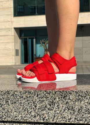 Удобные стильные женские сандали adidas adilette sandals red сандалі боссоножки босоніжки7 фото