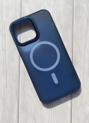 Матовый чехол soft touch на iphone 14 pro max с поддержкой magsafe :: синий