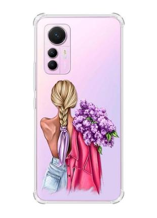 Чехол с утолщенными углами на xiaomi 12 lite :: девушка с сиренью (принт 7)