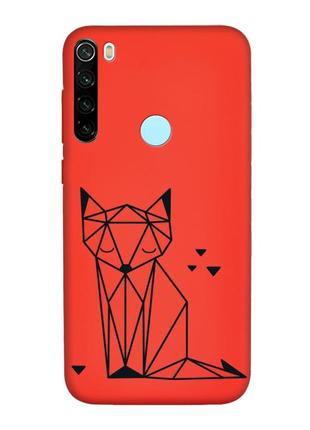 Матовый чехол с красными боками на xiaomi redmi note 8t :: лиса (принт 126)1 фото