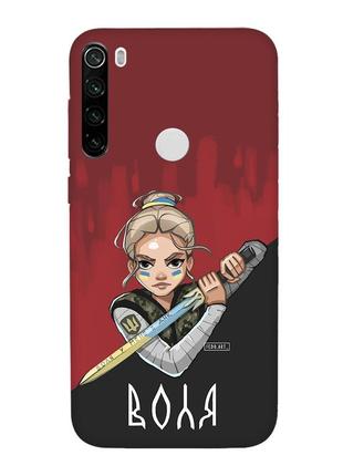 Чехол с черными боками на xiaomi redmi note 8t :: украинская защитница (патриотический принт 171)