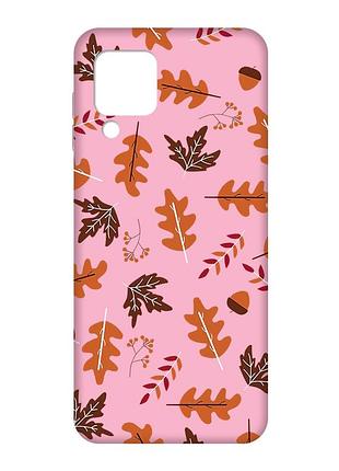 Матовый чехол с розовыми боками на samsung galaxy m32/a22/m22 4g :: осень (принт 107)