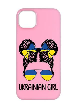 Матовий чохол з рожевими боками на  apple iphone 14 :: українська дівчина (принт 113)