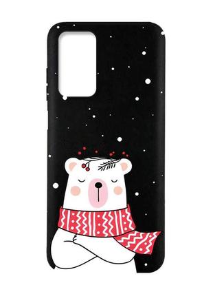 Матовый черный чехол на xiaomi redmi note 11 4g :: медведь в шарфе (принт 147)
