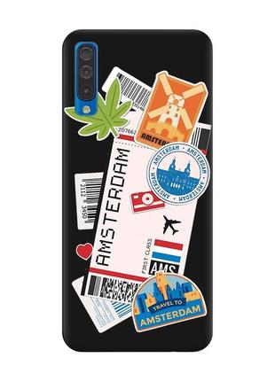 Матовый чехол с черными боками на samsung galaxy a50 (2019) a505 :: путешествия. амстердам (принт 327)