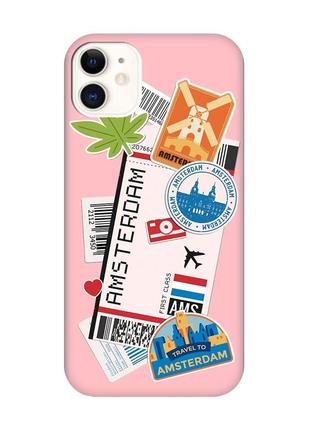 Матовый чехол с розовыми боками на apple iphone 11 (6.1) :: путешествия. амстердам (принт 327)