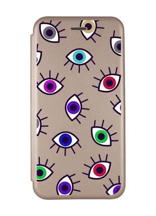 Чехол-книжка с рисунком для xiaomi redmi 10c золотой :: разноцветные глаза (принт 336)