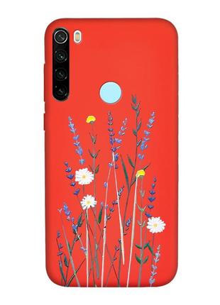 Матовий чохол з червоними боками на xiaomi redmi note 8t :: польові квіти (принт 270)