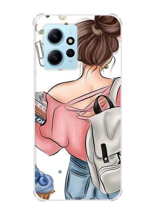 Чохол з потовщеними кутами на xiaomi redmi note 12 4g :: дівчина з рюкзаком (принт 30)