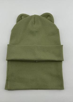 Шапка трикотажна з вушками +хомут 46,48,50,52