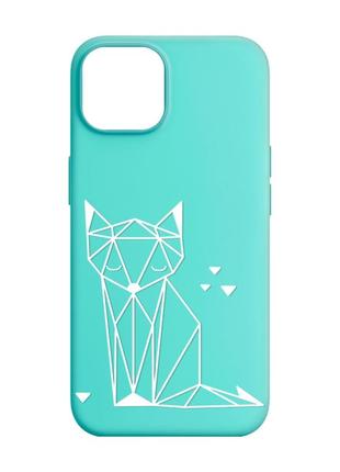 Матовый чехол с бирюзовыми боками на apple iphone 14 :: лиса (принт 127)