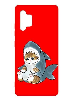Матовый чехол с красными боками на samsung galaxy a32 :: котёнок (принт 120)