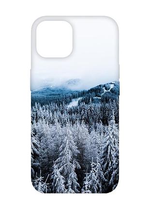 Чохол з бірюзовими боками на apple iphone 14 :: зимовий ліс (принт 164)