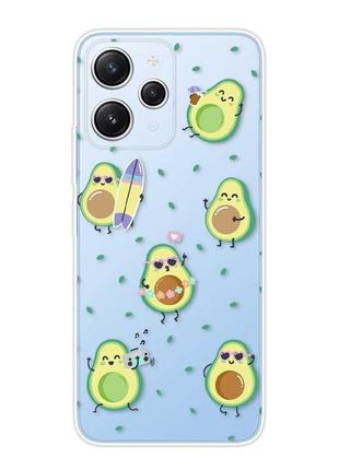 Прозрачный чехол на xiaomi redmi 12 :: авокадо на отдыхе (принт 302)