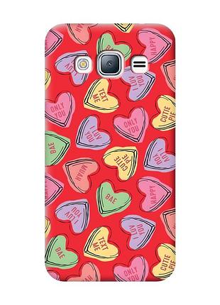 Матовий чохол з червоними боками на samsung galaxy j3/j310 :: сердечка з текстом (принт 333)