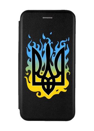 Чехол-книжка с рисунком для samsung galaxy a14 5g черный :: тризуб пламя (принт 257)