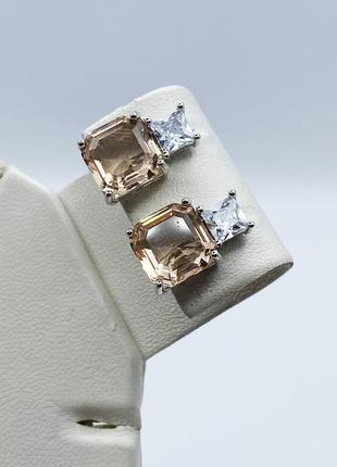 Сережки срібні з морганітом 7,01 г