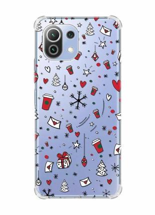 Чехол с утолщёнными углами на xiaomi mi 11 lite :: праздничный фон (принт 182)