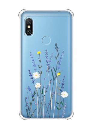 Чохол з потовщеними кутами на xiaomi redmi note 6 pro :: польові квіти (принт 270)