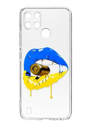 Прозрачный чехол на realme c21y :: губы и патрон (принт 264)1 фото