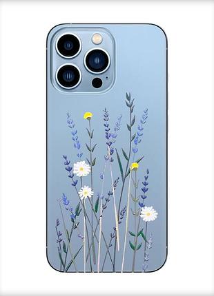 Прозрачный чехол на apple iphone 13 pro max :: полевые цветы (принт 270)
