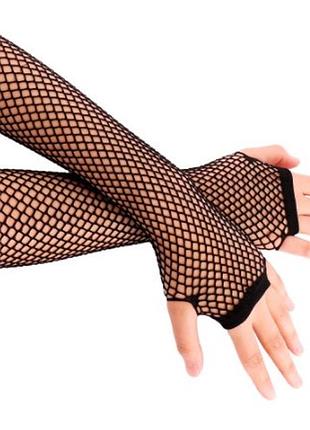 Перчатки - митенки сетка (черные) (пара)