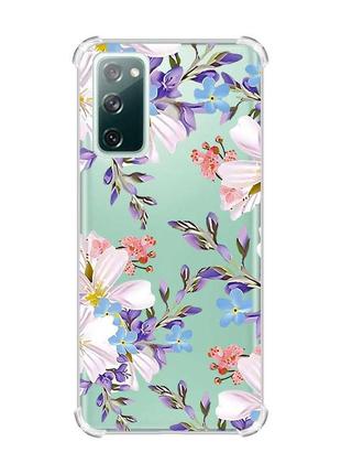 Чохол з потовщеними кутами на samsung galaxy s20 :: квітковий малюнок (принт 272)