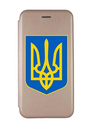 Чехол-книжка с рисунком для xiaomi redmi 7 золотой :: тризуб украина (принт 256)