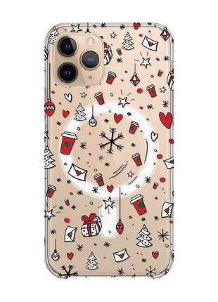 Магнітний чохол на iphone 11 pro із підтримкою magsafe :: святковий фон (принт 182)