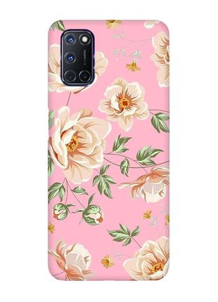Матовый чехол с розовыми боками на oppo a52/a72/a92 :: цветы пастельные (принт 277)