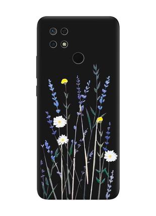 Матовый чехол с черными боками на xiaomi redmi 10c :: полевые цветы (принт 270)