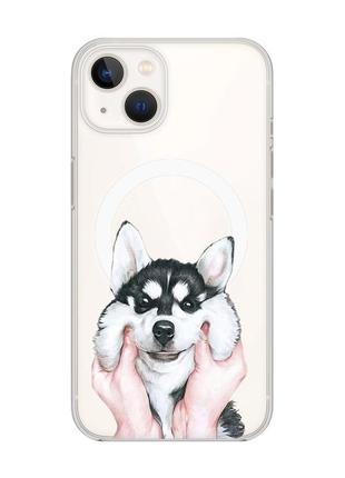 Магнитный чехол на iphone 14 plus с поддержкой magsafe :: мордочка (принт 121)