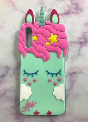 Чехол силиконовый 3d case для samsung galaxy а50 (2019) а505 единорог unicorn бирюзовый