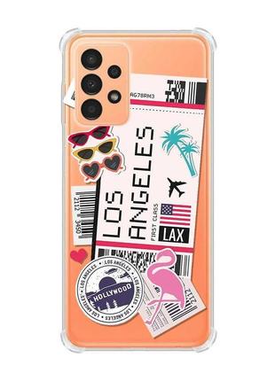 Чехол с утолщёнными углами на samsung galaxy a13 4g :: путешествия. лос-анджелес (принт 328)