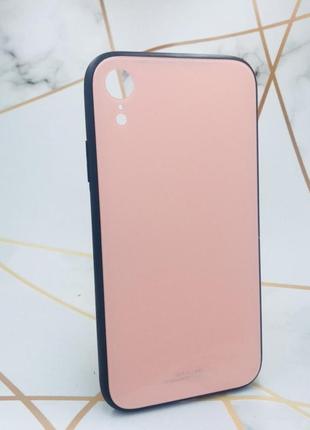 Силиконовый чехол glass case со стеклянной задней панелью для iphone xr розовый