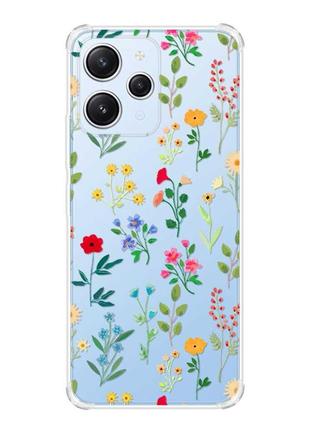 Чехол с утолщёнными углами на xiaomi redmi 12 :: цветочный фон (принт 269)
