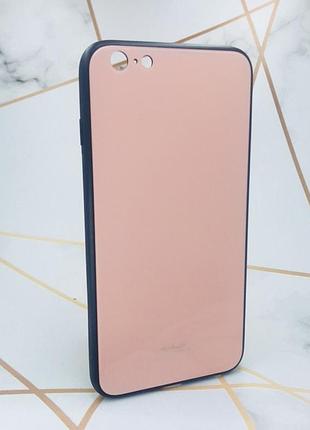 Силиконовый чехол glass case со стеклянной задней панелью для iphone 6+ 6 plus 6s plus розовый