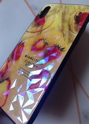 Силіконовий чохол "скляні ромби" для iphone xs max полуниця3 фото