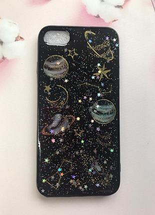 Силиконовый чехол с блестками для iphone 7 7s 8 8s космос