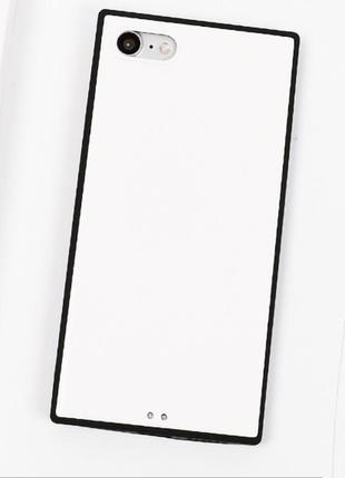 Силиконовый глянцевый квадратный чехол для iphone 7 plus, 8 plus белый