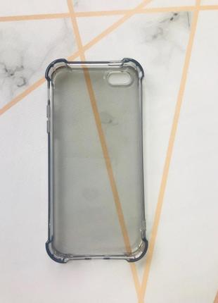 Ультратонкий прозрачный силиконовый чехол с утолщёнными углами для iphone 5s 5 чёрный2 фото
